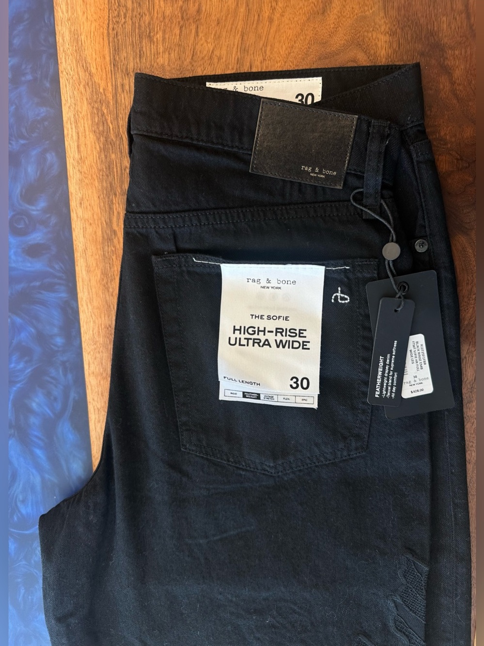 Rag & Bone Featherweight Sofia Lace High Waist Wide Leg Jeans NWT 30 - Picture 14 of 15